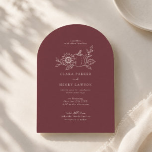 Arched Burgundy Pumpkin Photo Wedding Invitation