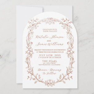 Arched Burnt Orange Terracotta Boho Chic Wedding Invitation