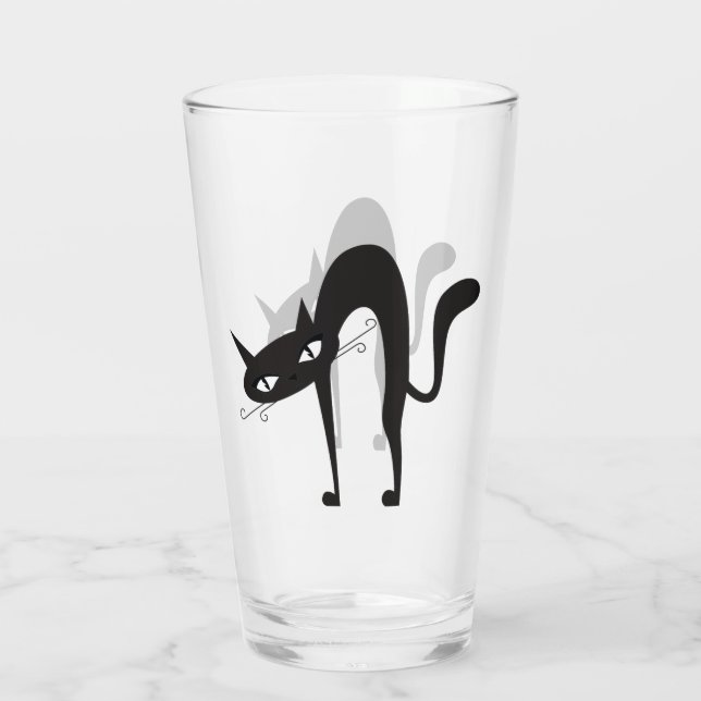 Arched Cat Design Drinking Glass (Back)