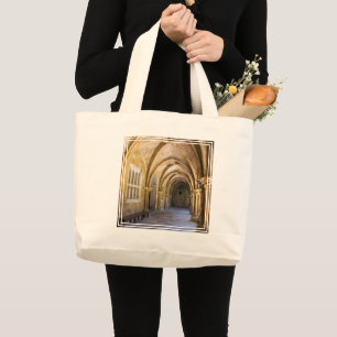Arched Cathedral Cloister Hallway Large Tote Bag