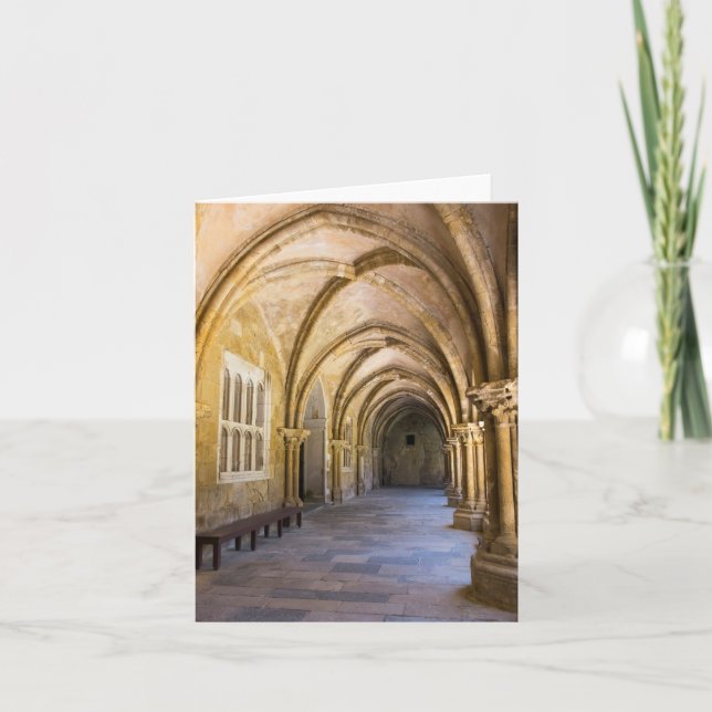 Arched Cathedral Cloister Hallway Note Card (Front)