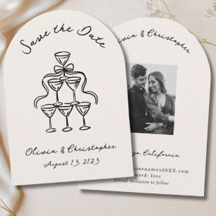 Arched Champagne Tower Coquette Bow Save the Date