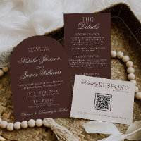 Arched Chocolate Brown Old Money Retro Wedding