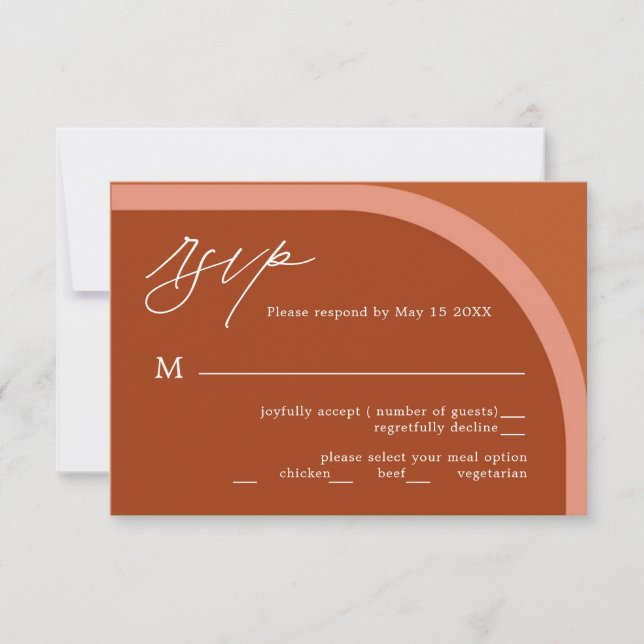 Arched Desert Terra Cotta Modern Wedding RSVP Card (Front)