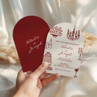 Arched Drawn Burgundy Romantic Whimsical Wedding