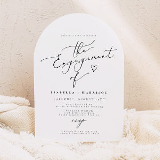 Arched Elegant Calligraphy Script Engagement Party Invitation