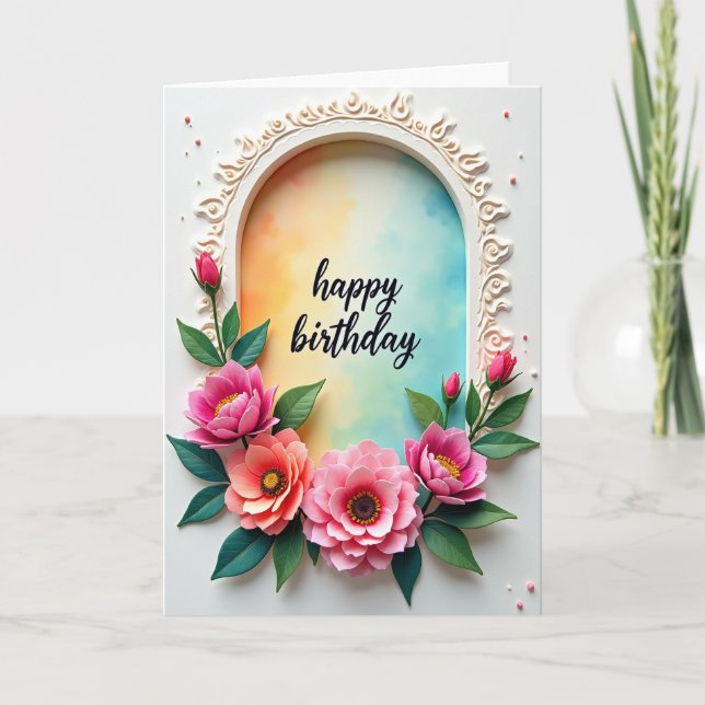 Arched Floral Birthday Card (Front)