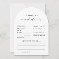 Arched Heart Baby Shower Predictions & Advice Card