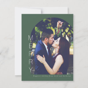 Arched Merry Holiday Photo Card in Fern