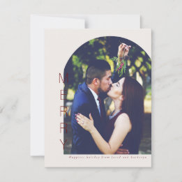 Arched Merry Holiday Photo Card in White