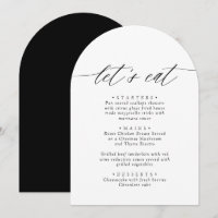 Arched Modern Black & White Let's Eat Menu Card