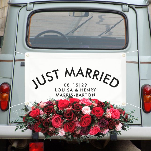 Arched Modern Just Married Car Banner (Creator Uploaded)