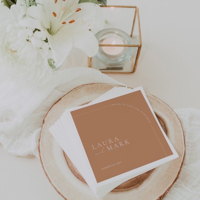 Arched Modern Minimalist Cheers Script Wedding  Napkin (Creator Uploaded)