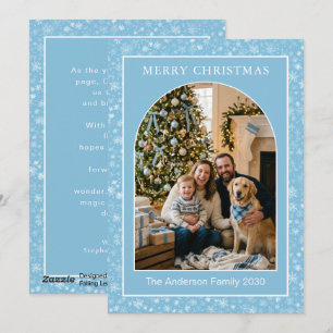 Arched Photo Blue Snowflake Greeting Holiday Card