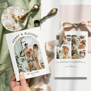 Arched Photo Christmas Card Modern Minimalist Card