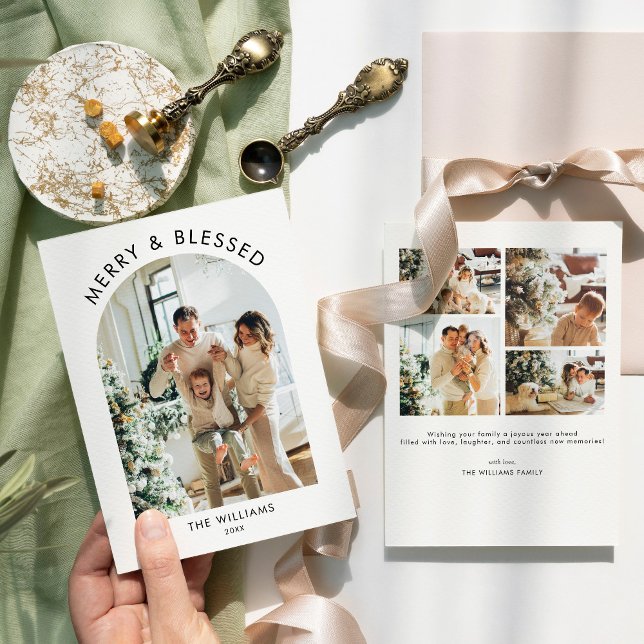 Arched Photo Christmas Card Modern Minimalist Card (Creator Uploaded)