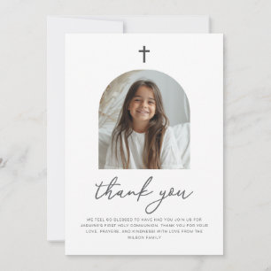 Arched Photo First Communion Girl Thank You