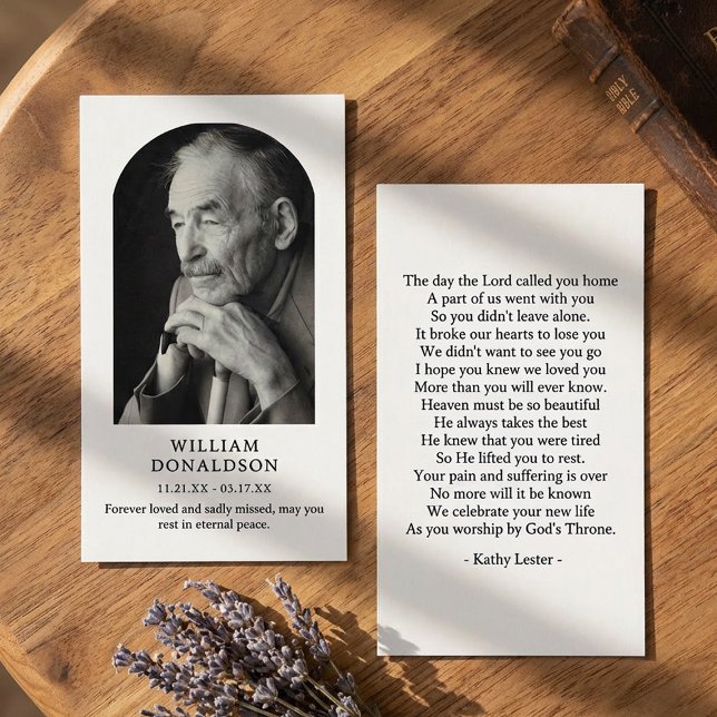 Arched Photo Funeral Sympathy Prayer Business Card (Creator Uploaded)