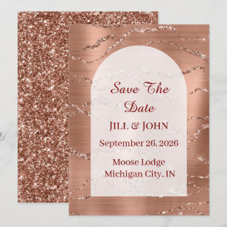 Arched Save The Date Wedding Rose Gold   Card