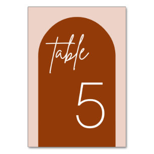 Arched Terracotta Minimalist Wedding Table Card