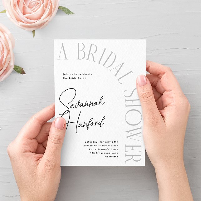 Arched Text Modern Simple Bridal Shower  Invitation (Creator Uploaded)