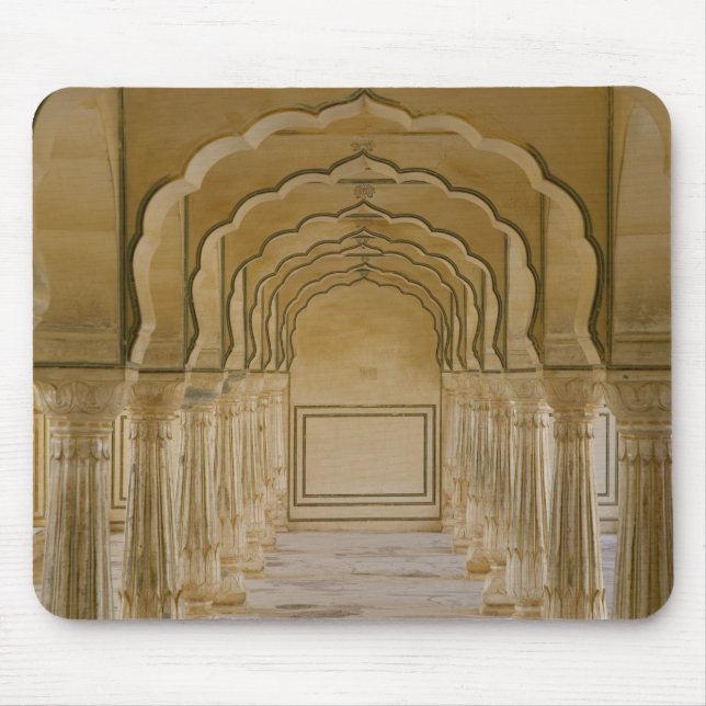 Arched walkway with columns inside Amber Palace, Mouse Pad (Front)