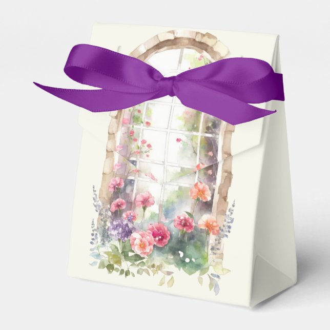 Arched Window Floral Display Favour Box (Front Side)