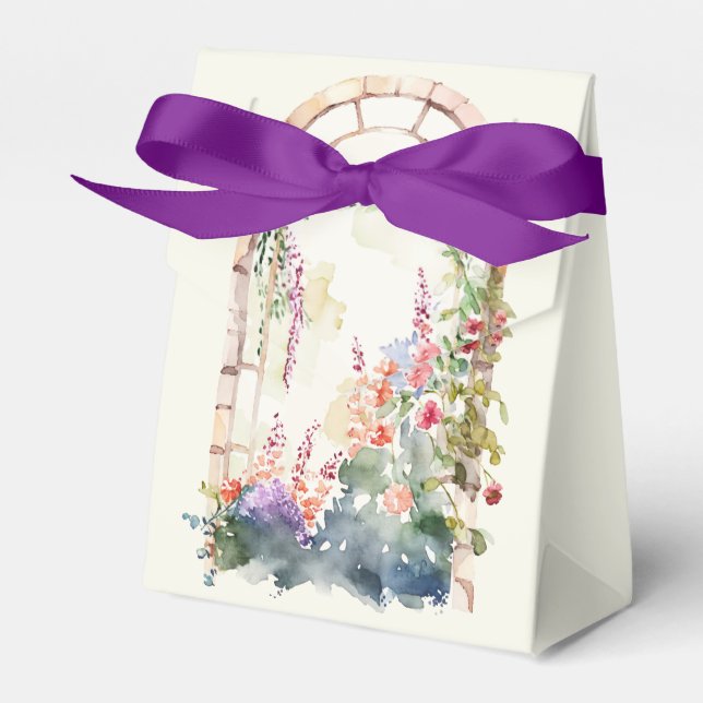 Arched Window Floral Display Favour Box (Front Side)