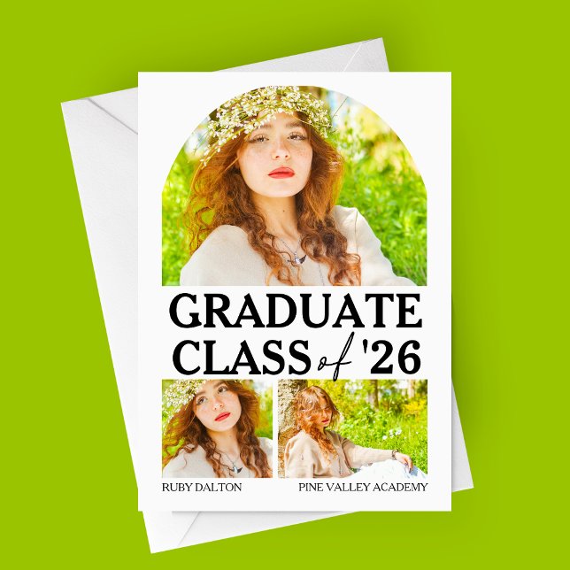 Arched Window Modern Graduation Announcement (Arched Window Modern Graduation Announcement Card | 4 Photos )