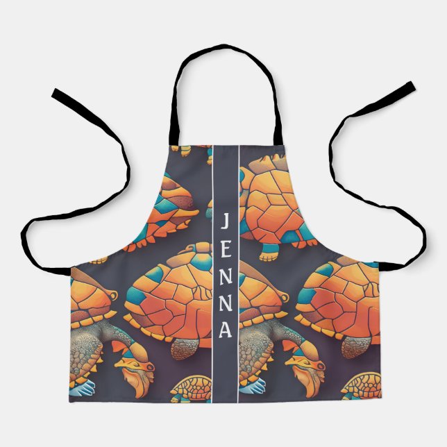 Archelon Turtle Geometric Colourful Custom Pattern Apron (Front)