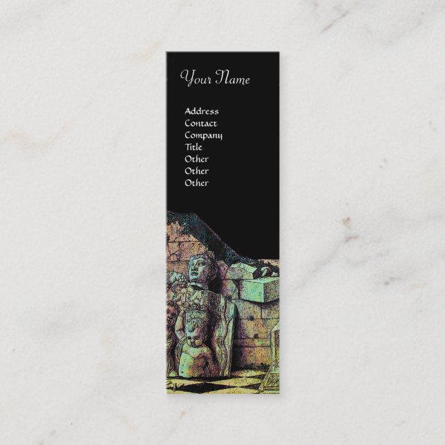ARCHEO /Antiquary,Archaeology, Black Pink Green Mini Business Card (Front)