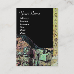 ARCHEO /Antiquary,Archaeology Monogram, Black Gree Business Card