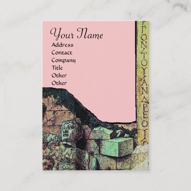 ARCHEO /Antiquary,Archaeology Monogram,Pink Green Business Card (Front)