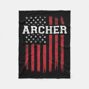 Archer American Flag Usa Patriot Patriotic Archery Fleece Blanket