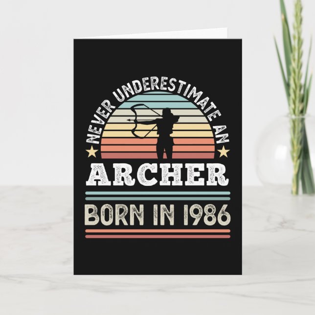 Archer born 1986 40th Birthday Archery Gift Card (Front)
