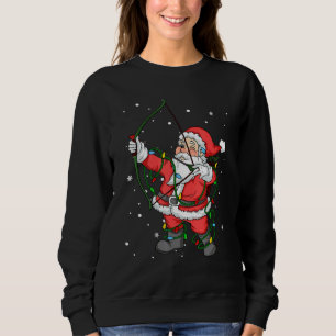 Archer Bow Hunting Santa Claus Christmas Tree Ligh Sweatshirt