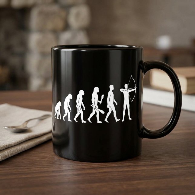 Archer Evolution Archery with Bow and Arrow Coffee Mug (Creator Uploaded)