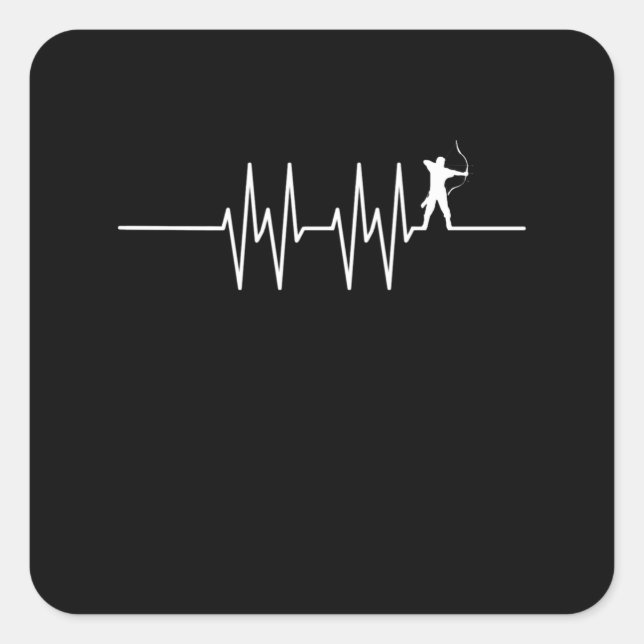Archer Heartbeat EKG Bow Hunting Archery Pulse Square Sticker (Front)