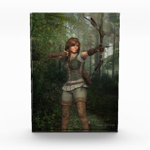 Archer in the Forest Fantasy Art Photo Block