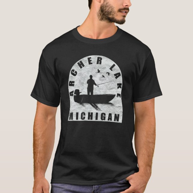 Archer Lake Fishing Michigan T-Shirt (Front)
