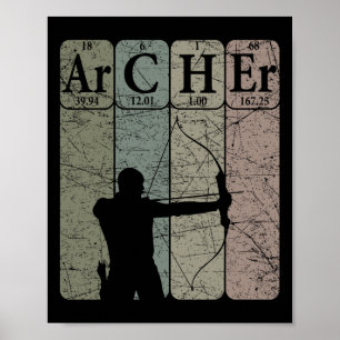 Archer Periodic Table Elements Bow Hunting Archery Poster