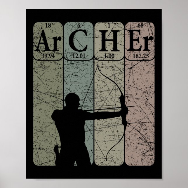 Archer Periodic Table Elements Bow Hunting Archery Poster (Front)