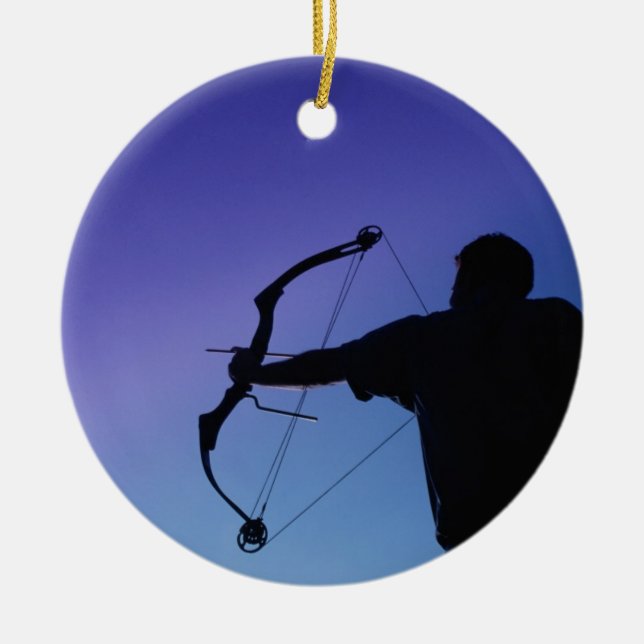 ARCHER SILHOUETTE BOW MAN CERAMIC TREE DECORATION (Front)