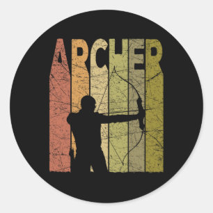 Archer Vintage Bow Hunting Retro Archery Bowhuntin Classic Round Sticker