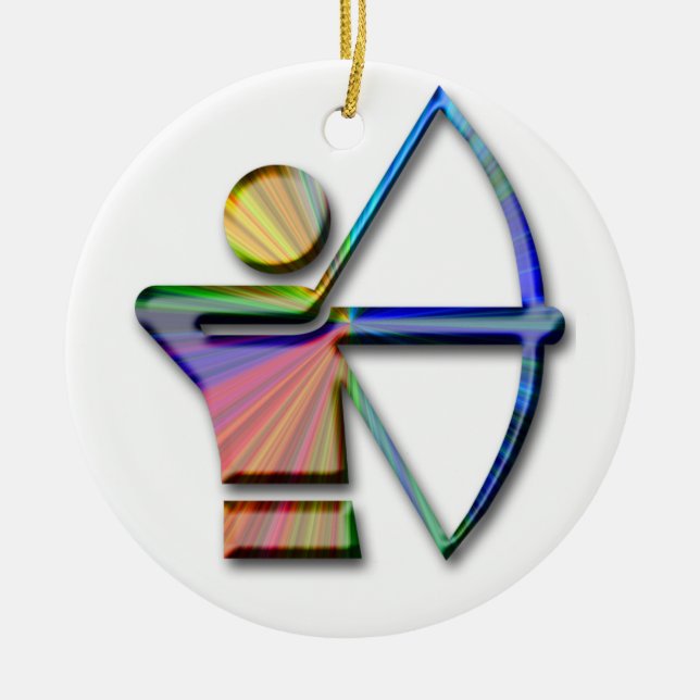 Archer with Bow and Arrow Ceramic Ornament (Front)