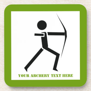 Archer with his bow black, green archery custom coaster