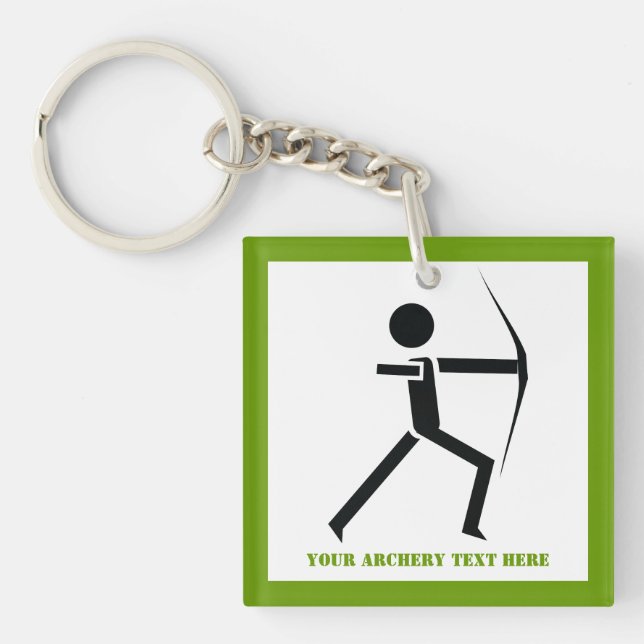Archer with his bow black, green archery custom key ring (Front)