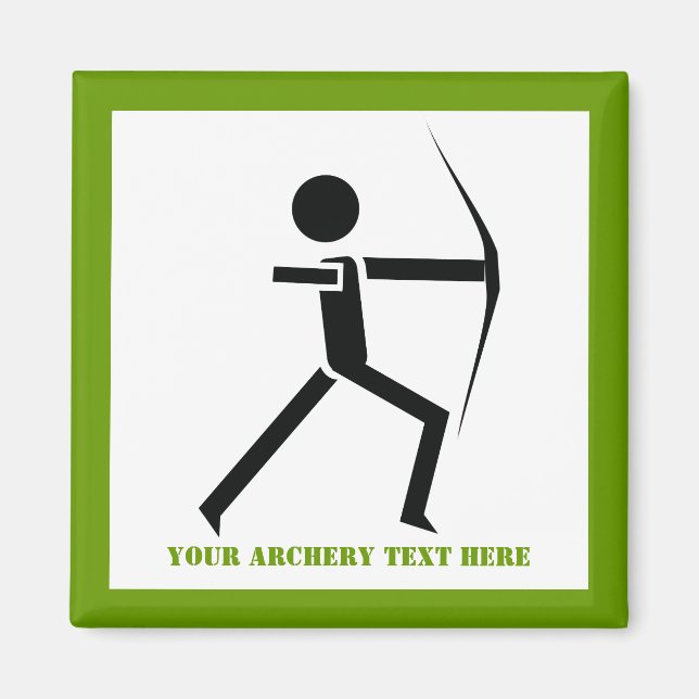 Archer with his bow black, green archery custom magnet (Front)