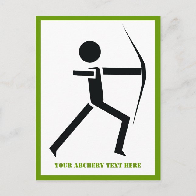 Archer with his bow black, green archery vertical postcard (Front)