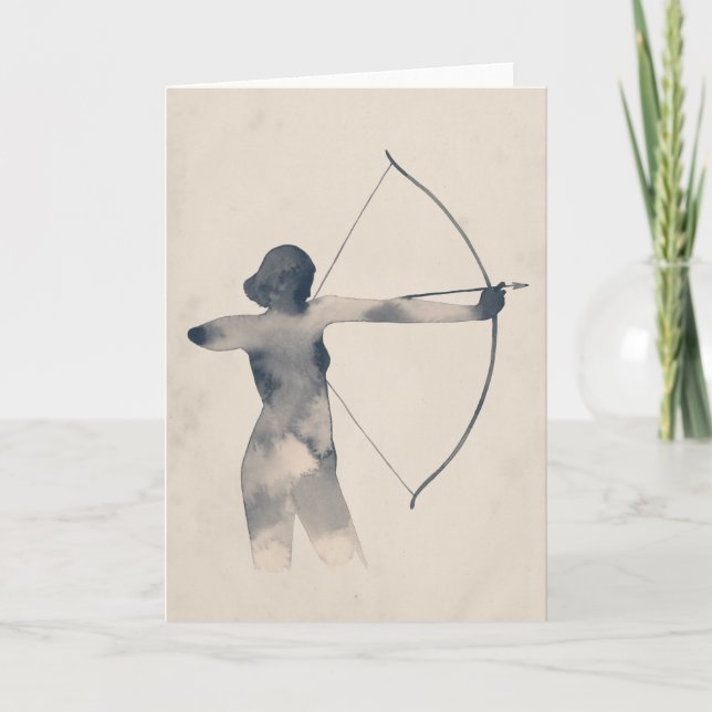 Archeress Watercolor Silhouette Card (Front)